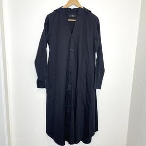 Y's by Yohji Yamamoto Long Sleeve Button Up Shirt Dress Japan Womens 2 Oversized